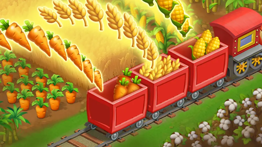 Township — farm fields with a train being loaded with produce